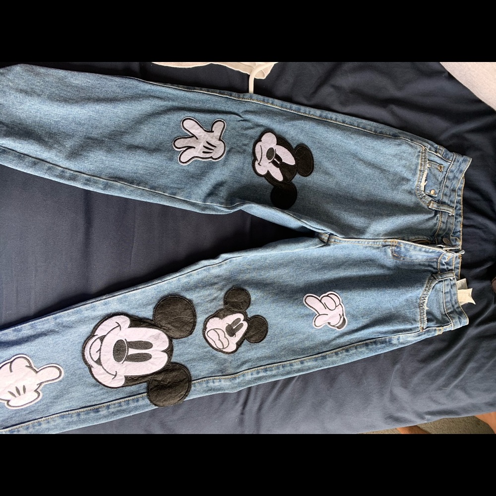 Mickey Mouse patch mom jeans